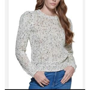 NWT Calvin Klein Beige Speckled Crewneck Sweatshirt Sweater LARGE Women